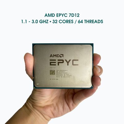 CPU AMD EPYC 7D12 32 cores / 64 threads / 1.1 - 3.0Ghz / 128MB L3 Cache