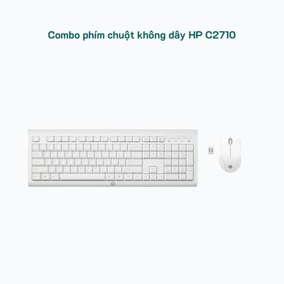 Bộ bàn phím chuột không dây HP C2710 kết nối USB full size màu trắng