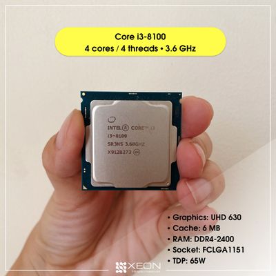 CPU Intel Core i3-8100 / 4 cores 4 threads / 3.6-3.6 GHz