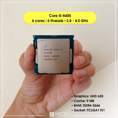CPU Intel Core i5-8400 / 6 cores 6 threads / 2.8-4 GHz