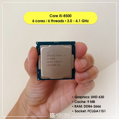 CPU Intel Core i5-8500 / 6 cores 6 threads / 3-4.1 GHz