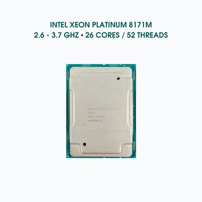 CPU Xeon Platinum 8171M / 26 cores / 52 threads / 2.6 - 3.7 GHz